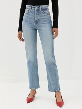 Reformation Cynthia High Rise Straight Jeans Size 30 Fortuna Wash